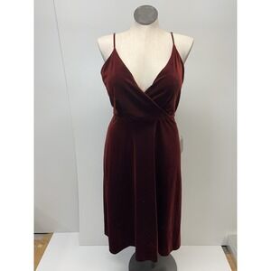 Ali & Jay  anthropology on Burgundy Velvet Midi Dress Size XL Neck‎ Faux Wrap